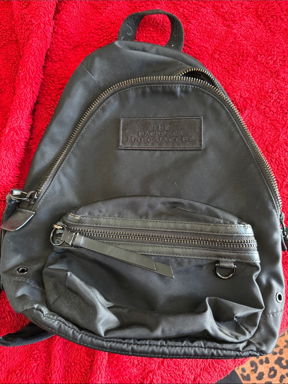 Marc Jacobs Black Nylon Mini Backpack with Front Zip Pocket THE BACKPACK